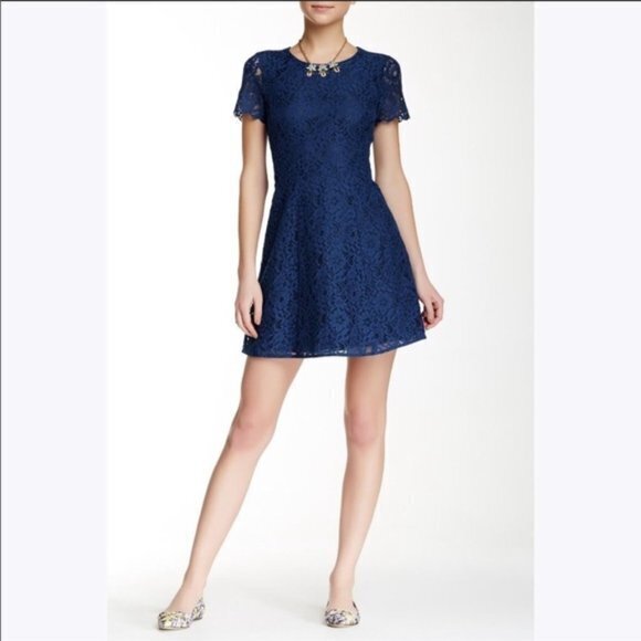 J. Crew Red Lace Short Sleeve Dress Lined Cocktail E3707 A-Line Womens Size 4 - Picture 10 of 10